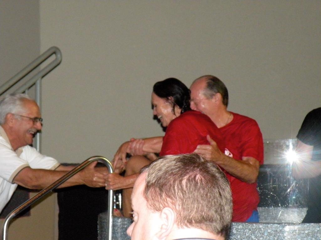 David Sr. and Judi Zettel at their baptism ceremony, joyfully embracing